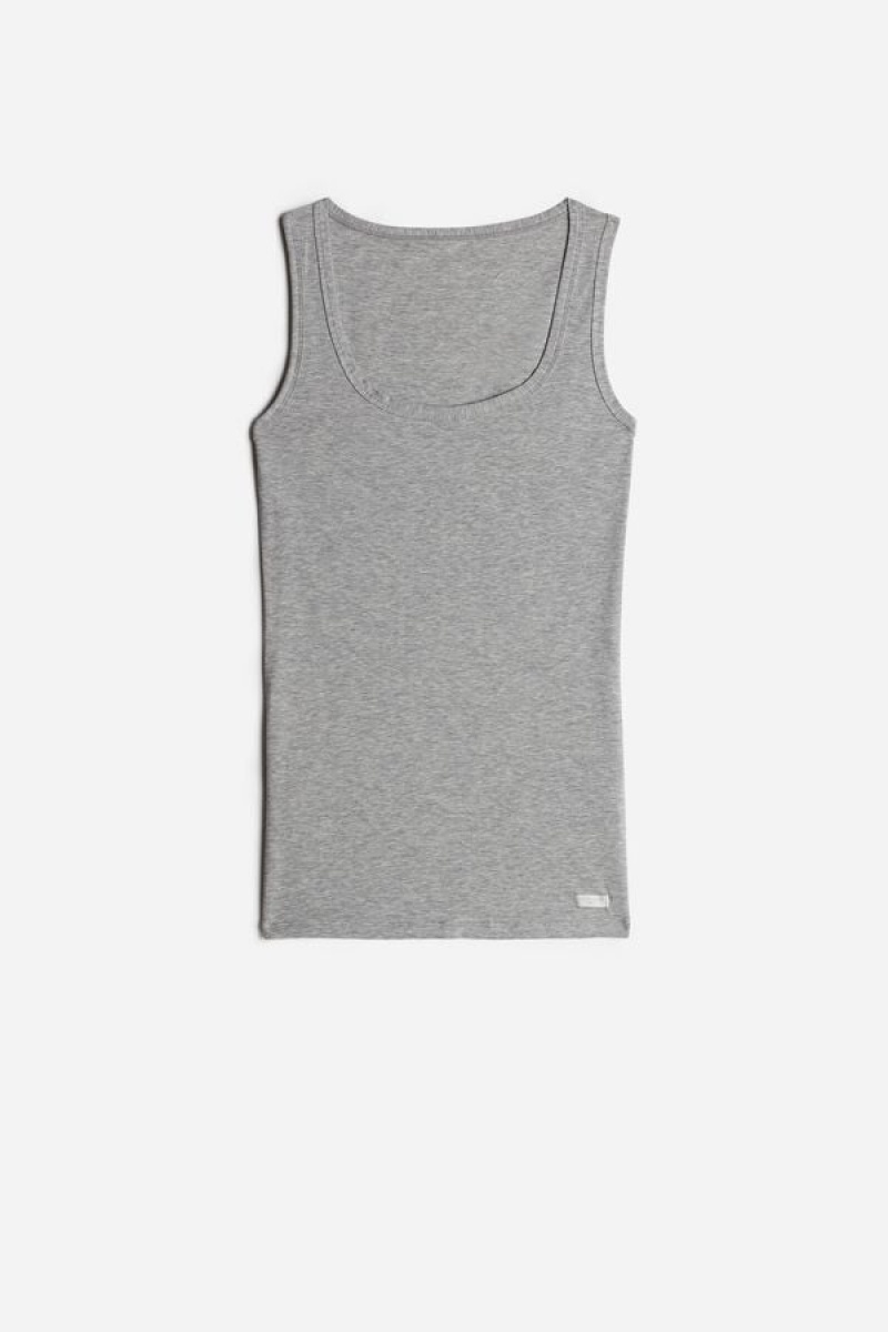 Grey Intimissimi Cotton Tank Top | CANZX83580